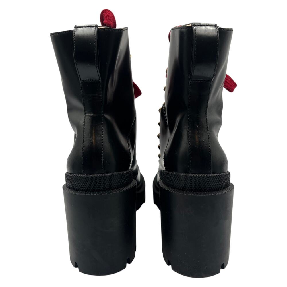 Gucci Combat Boots Ankle Bootie Magnum Calfskin Lace Up Chunky Black Size 37.5 - Picture 3 of 12